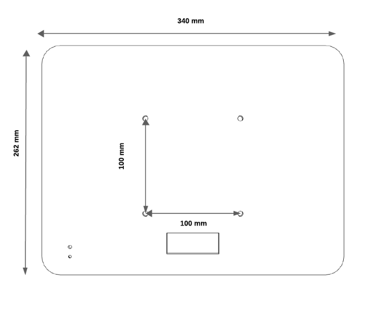 Dimensions arrière et points de fixation VESA du Touch C12 VESA